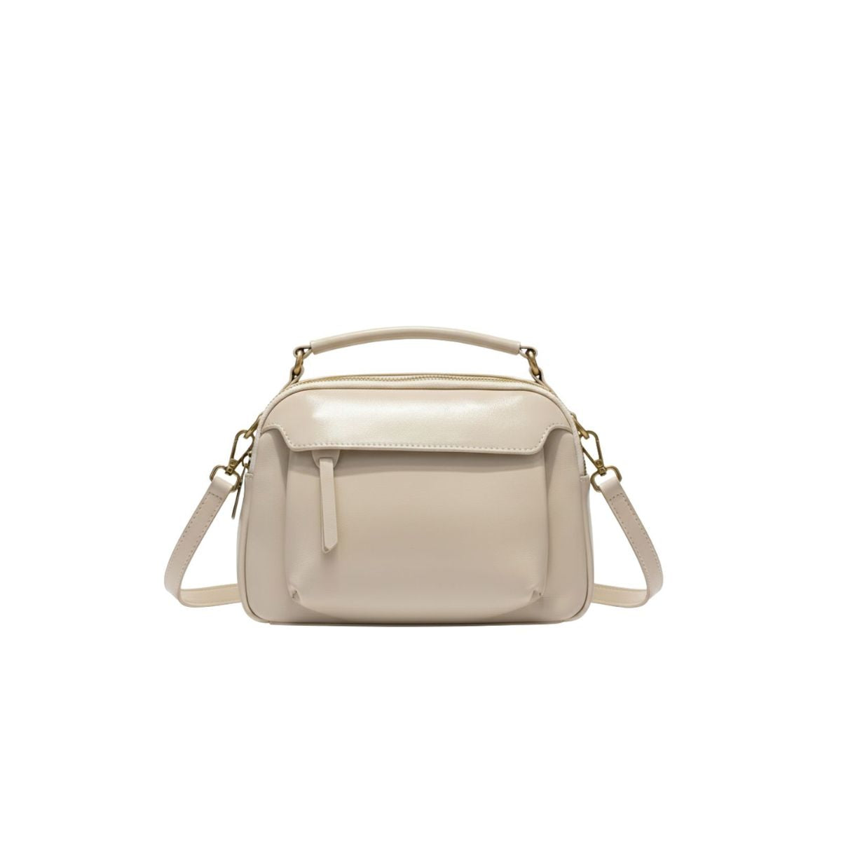 Clavia Milky White Leather Camera Crossbody Bag – Elegant Soft Crossbody for Women