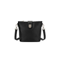 Retro Cube Top Grain Leather Mini Bucket Bag – Black