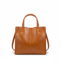 Metro Elegance Caramel Tan Full-Grain Leather Tote Bag