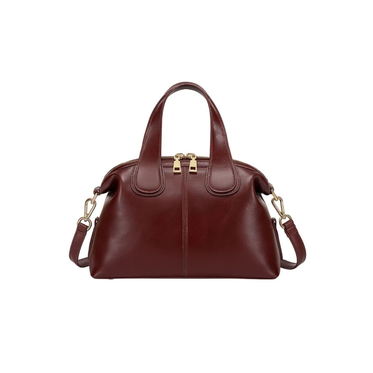Adele Burgundy Leather Boston Crossbody Bag
