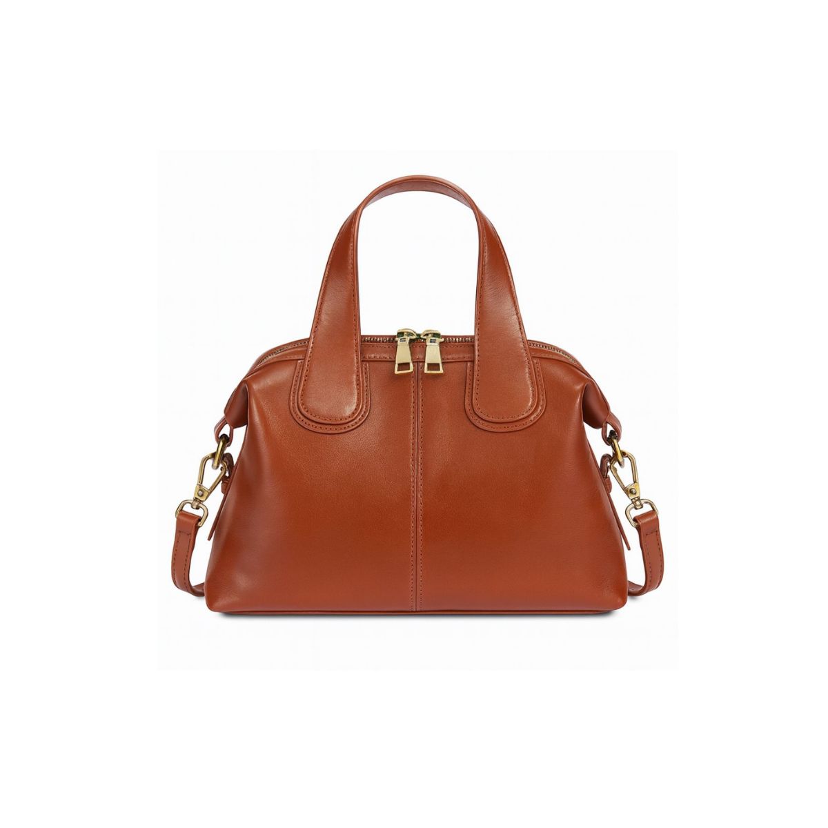 Adele Chestnut Brown Leather Boston Crossbody Bag – Vintage Everyday Tote