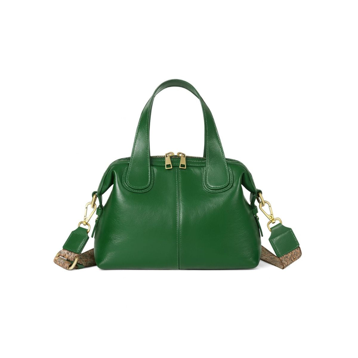 Adele Emerald Green Leather Boston Crossbody Bag – Retro Crossbody Handbag NZ