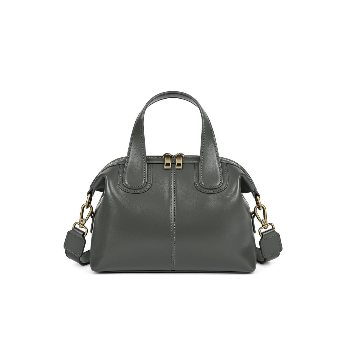 Adele Grey Leather Boston Crossbody Bag – Modern Minimalist Crossbody NZ