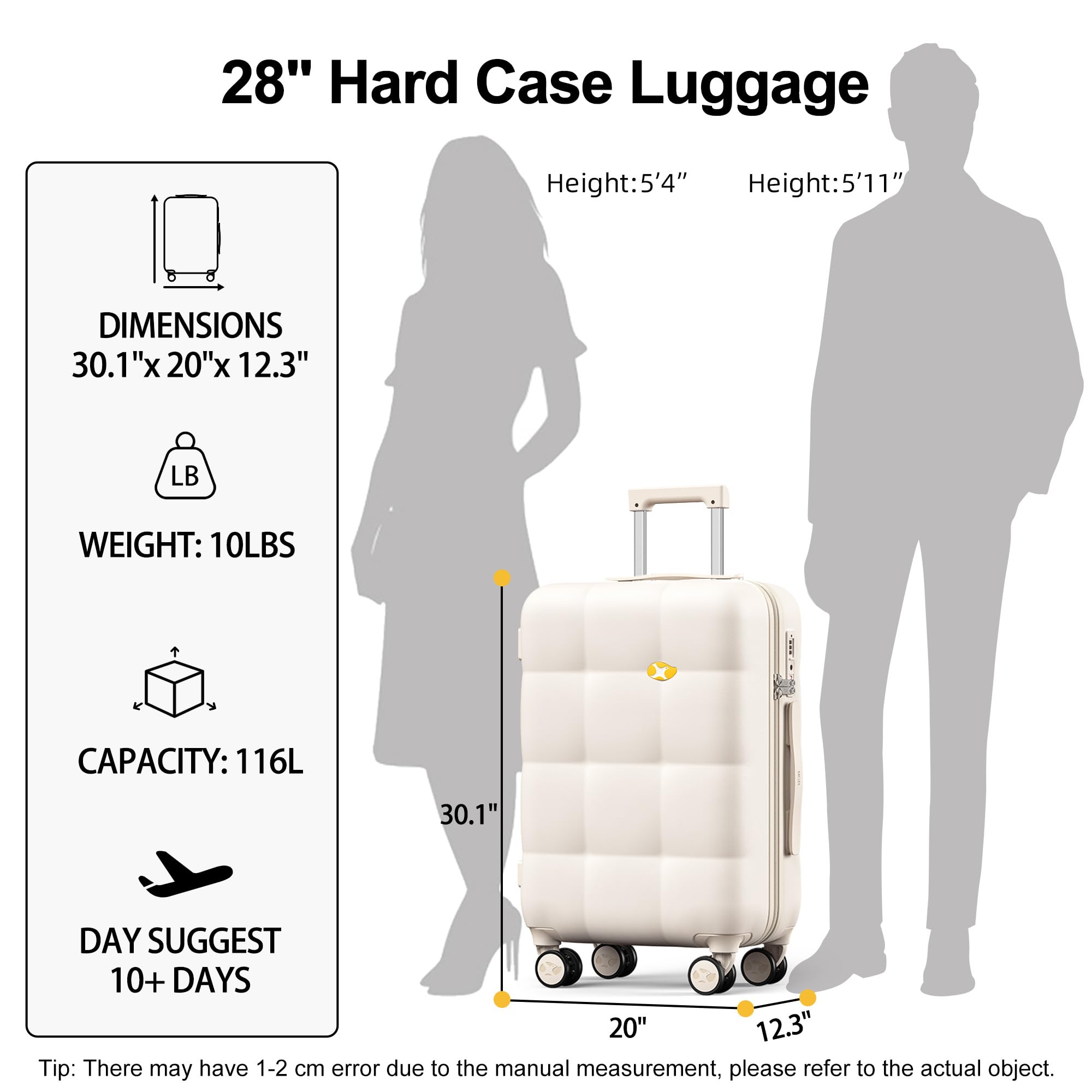CloudLite 28 Inch Large Check In Luggage Off White