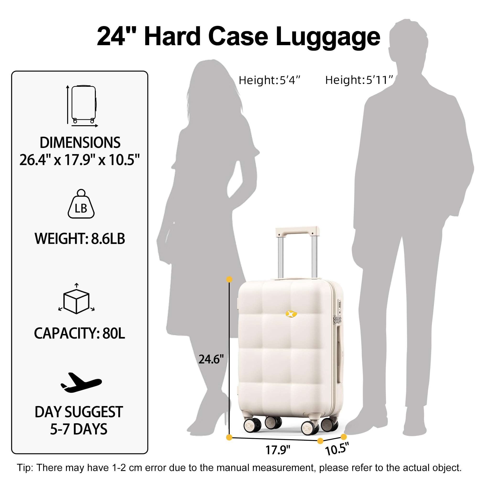 CloudLite 24 Inch Check In Luggage – Off White