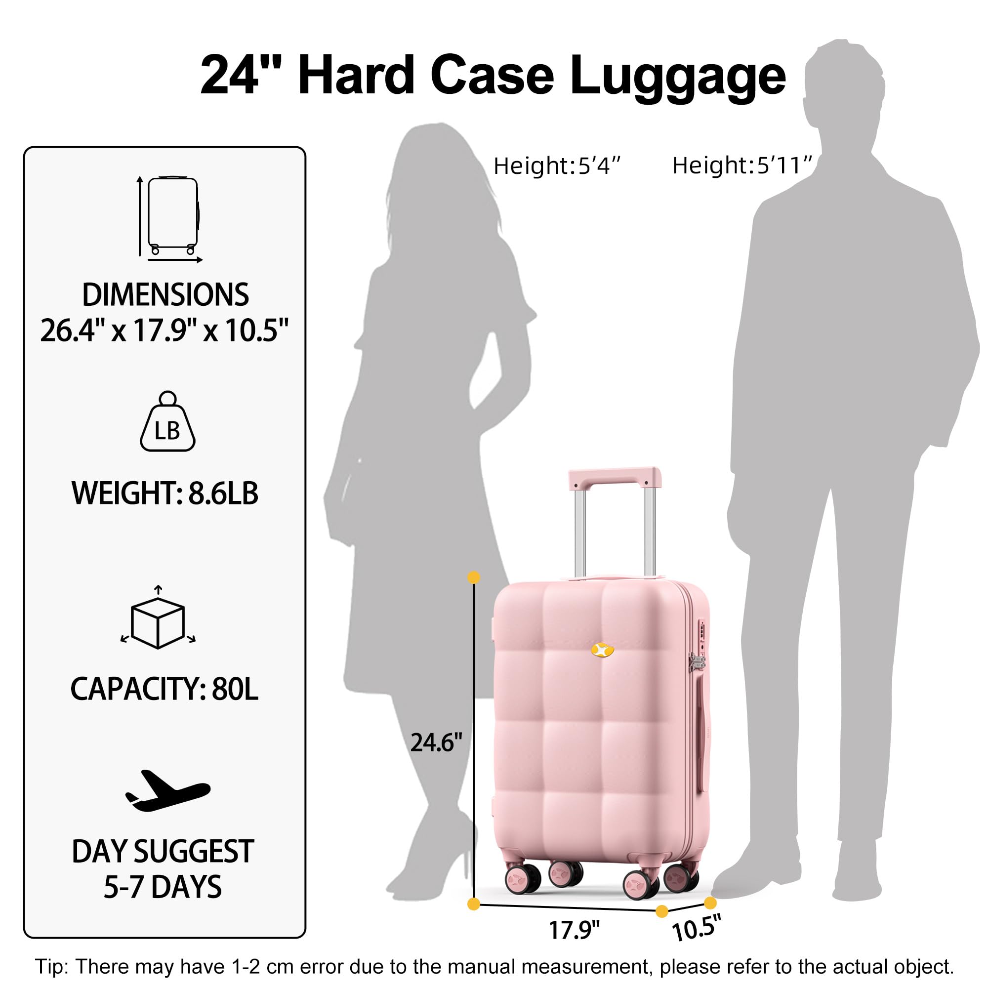 CloudLite 24 Inch Carry-On Luggage – Blush Pink