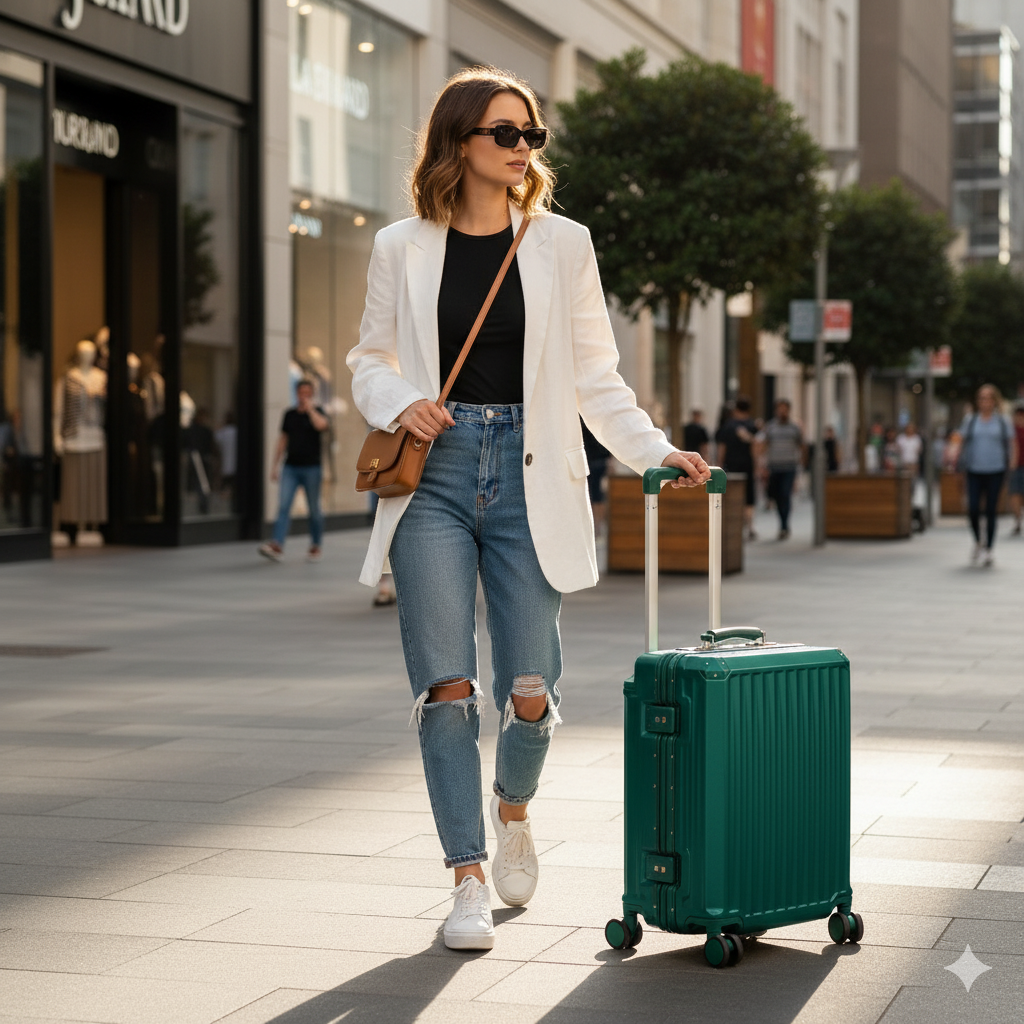 Fortex 20 Inch Dark Green Carry On Suitcase – Aluminum Frame Cabin Luggage
