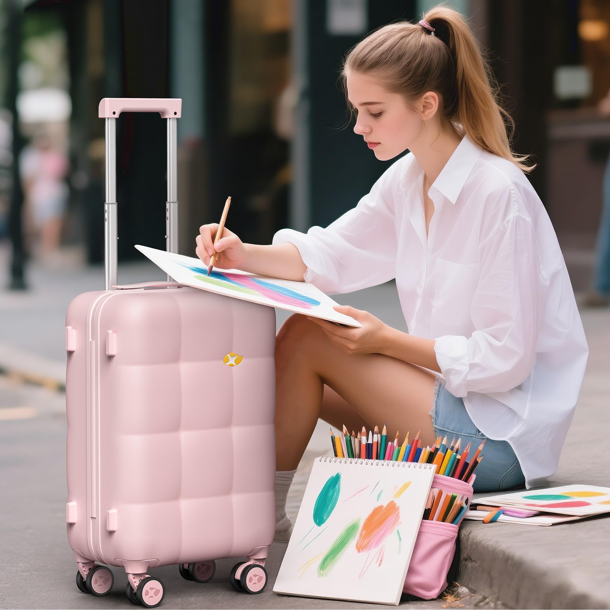CloudLite 20-Inch Carry-On Suitcase – Blush Pink