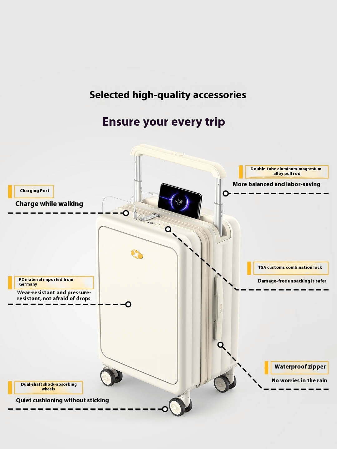 Lumo One 20 Inch Carry-On Suitcase – Jet Black