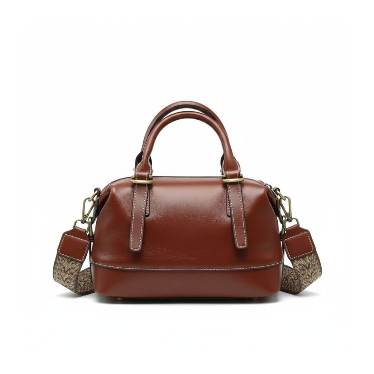 Metro Classic Full-Grain Leather Handbag - Caramel Brown