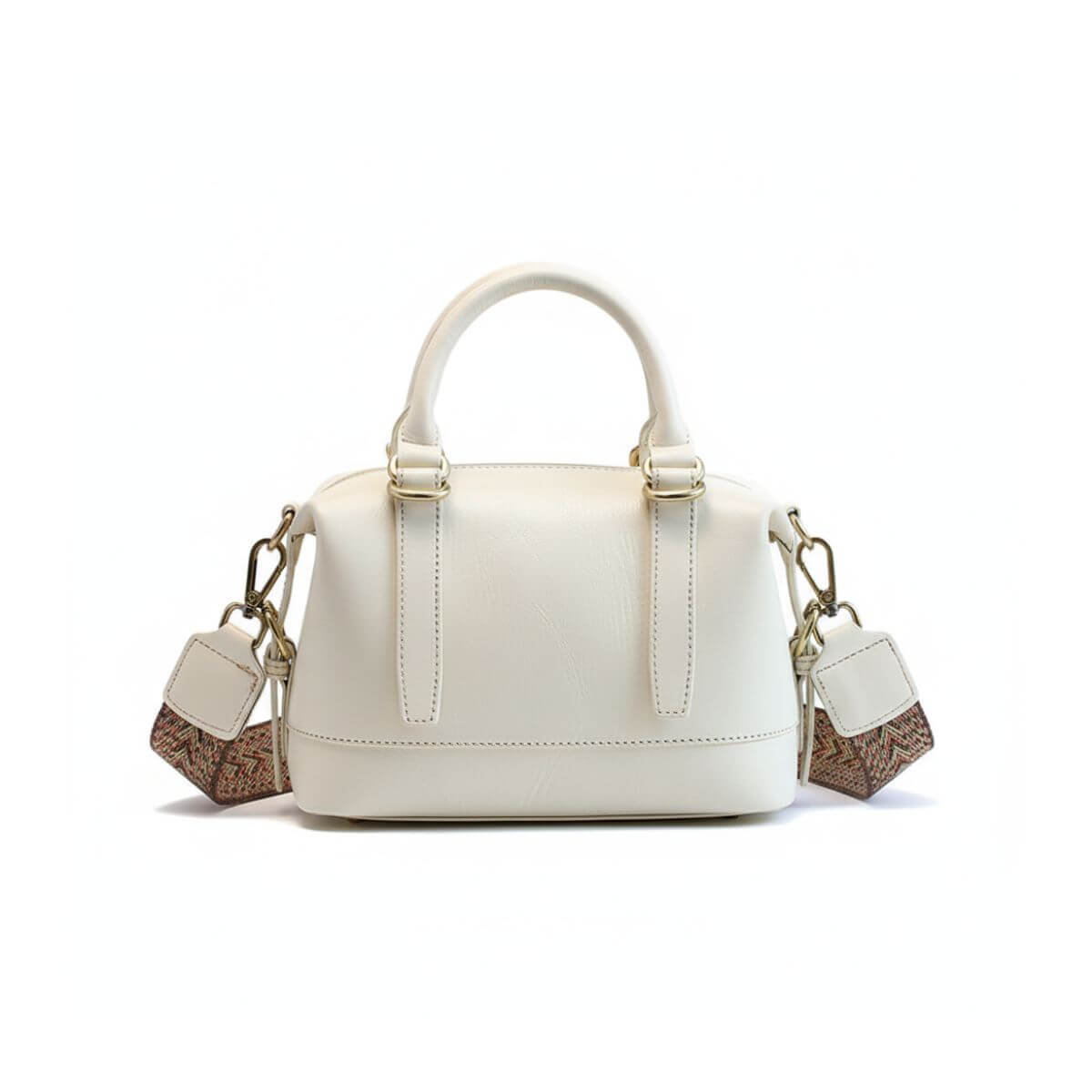 Metro Classic Full-Grain Leather Handbag - Ivory White