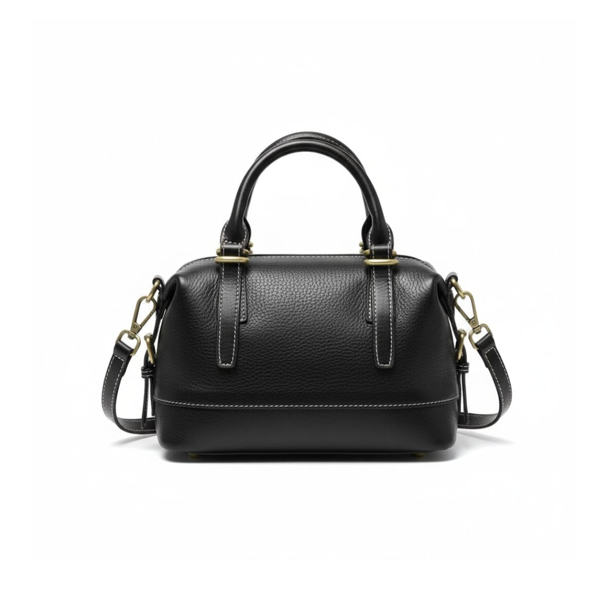 Metro Classic Full-Grain Leather Handbag - Jet Black