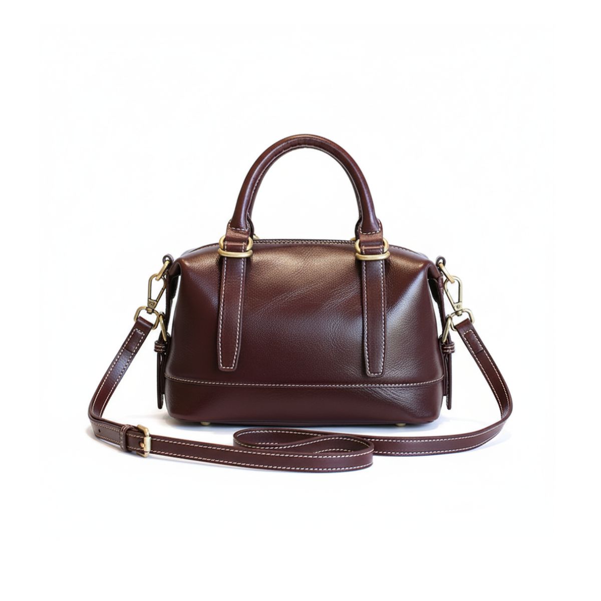Metro Classic Full-Grain Leather Handbag - Wine Burgundy
