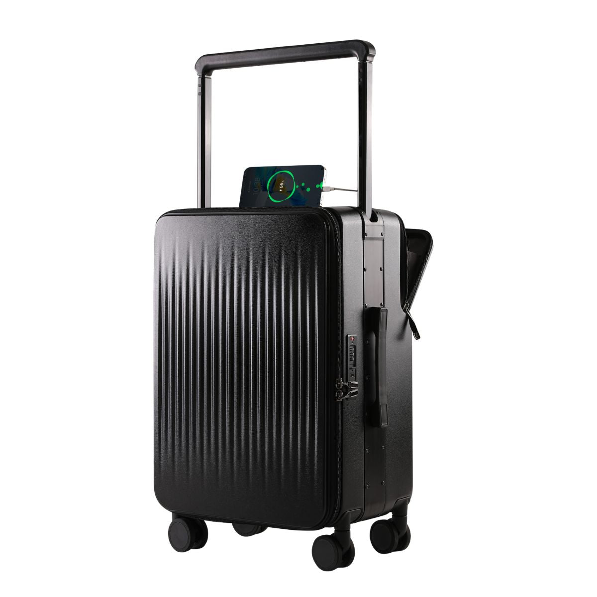 NeoMove 20 Inch Smart Carry-On Suitcase with USB Charging – Black