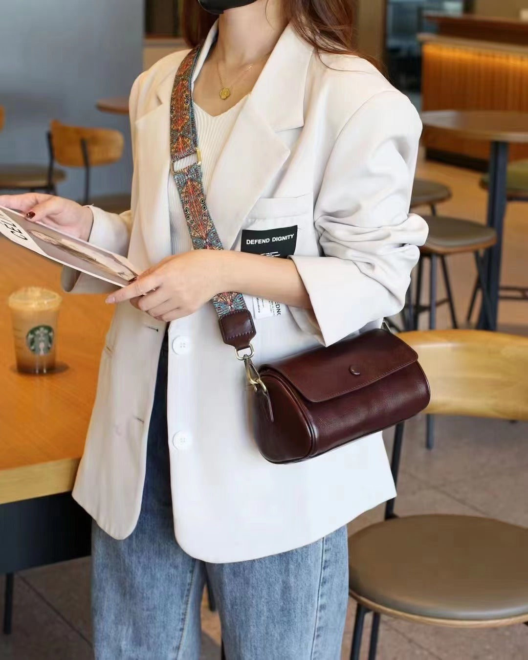 Retro Frame Mini Crossbody Bag – Burgundy Red