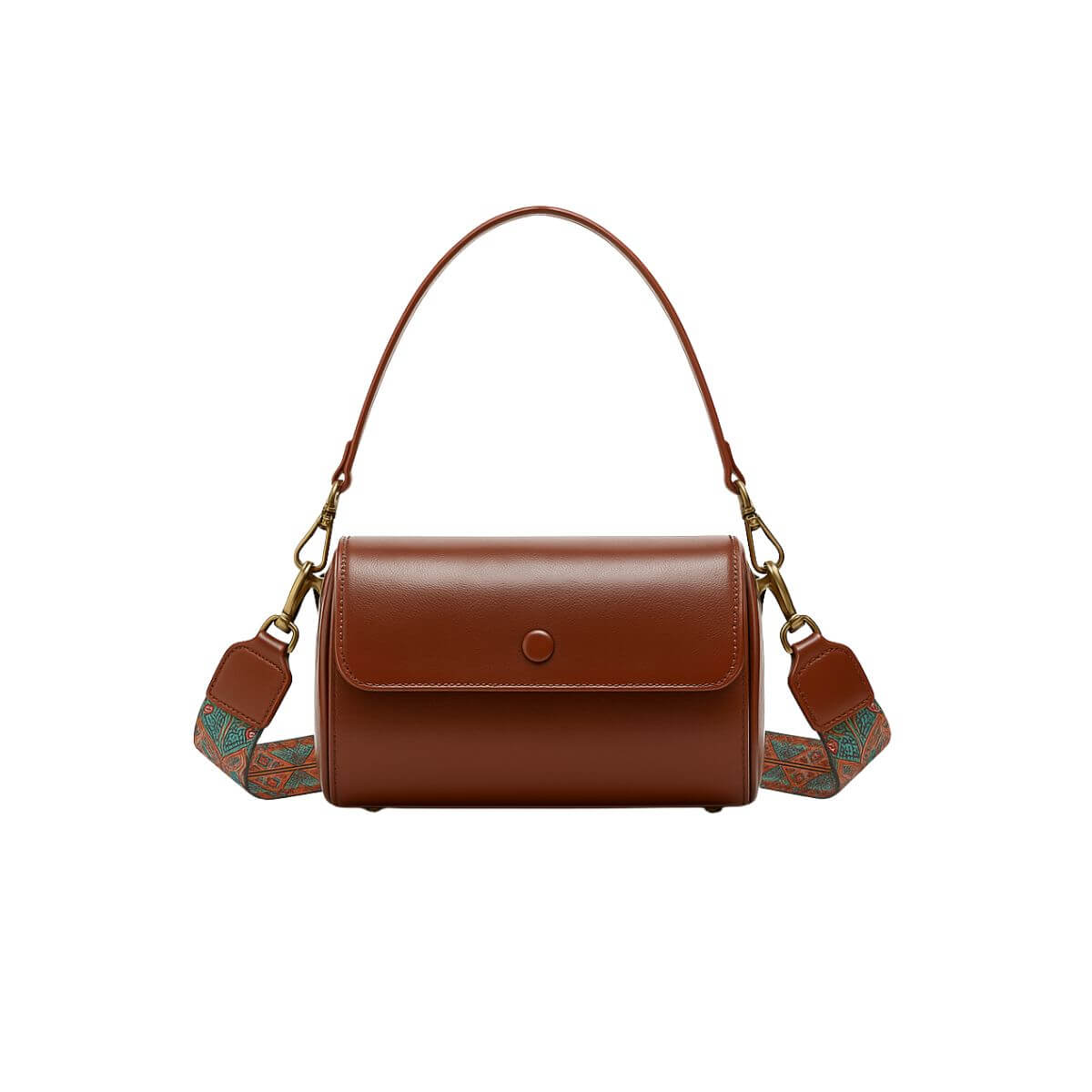 Retro Frame Mini Crossbody Bag – Chestnut Brown
