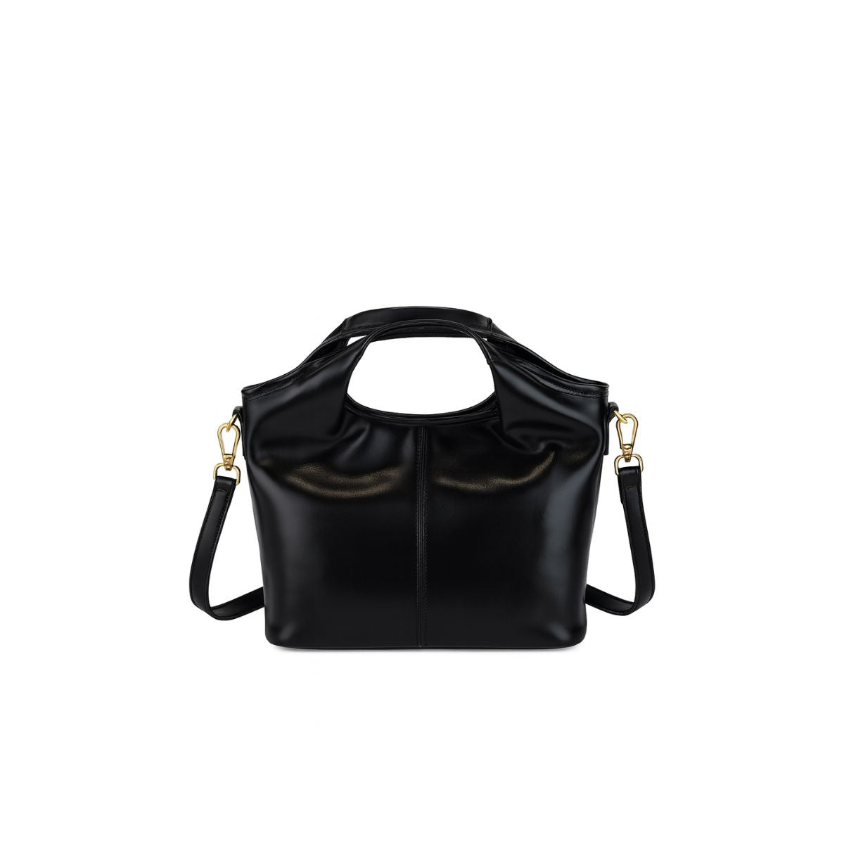 Retro Grace Black Leather Tote Crossbody Bag – Soft Vintage Crossbody for Women