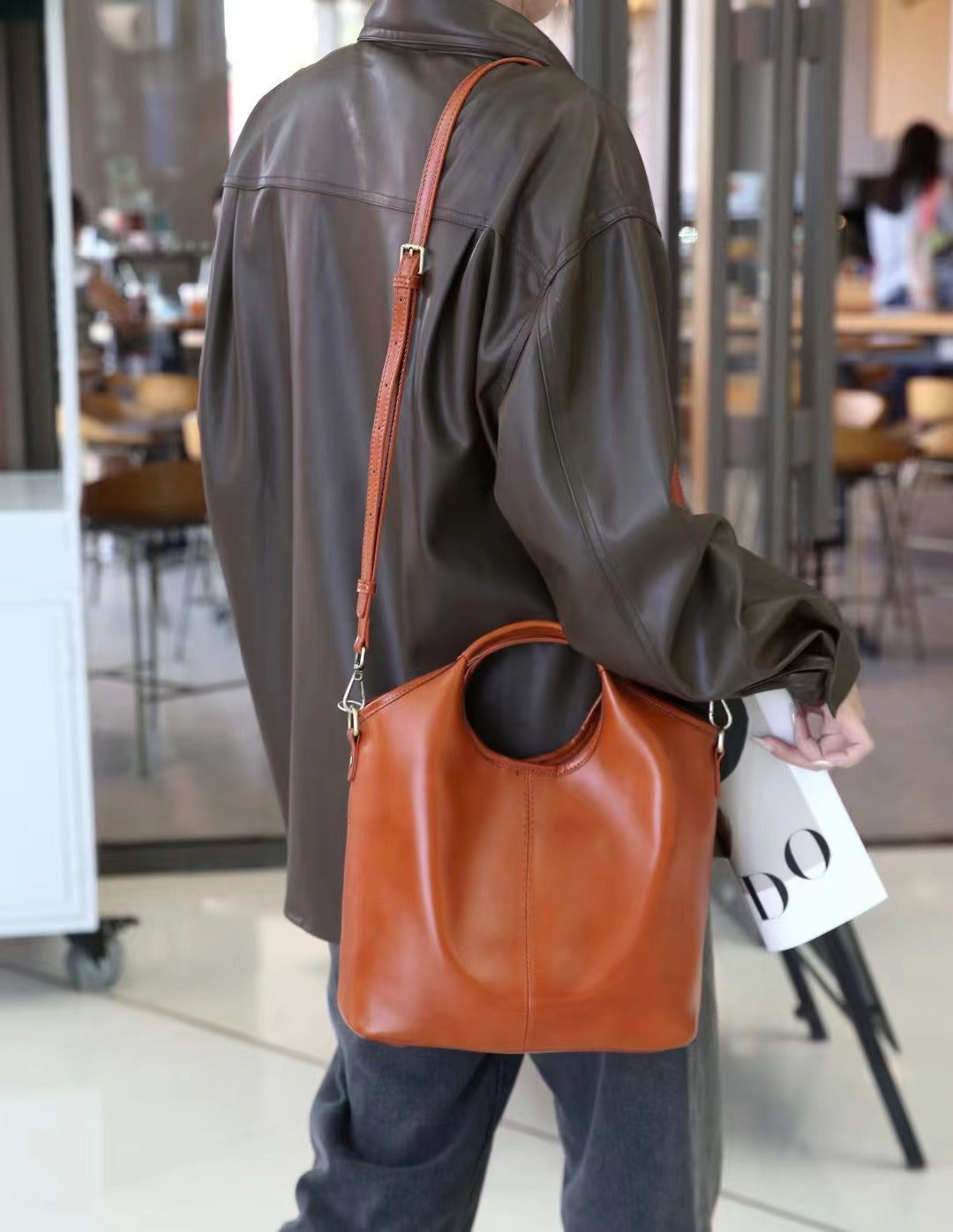 Retro Grace Sunset Yellow Leather Tote Crossbody Bag – Bright Soft Vintage Shoulder Bag