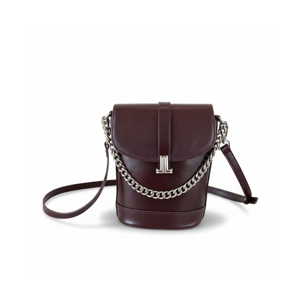 Retro Luxe Mini Crossbody Bag – Burgundy Red