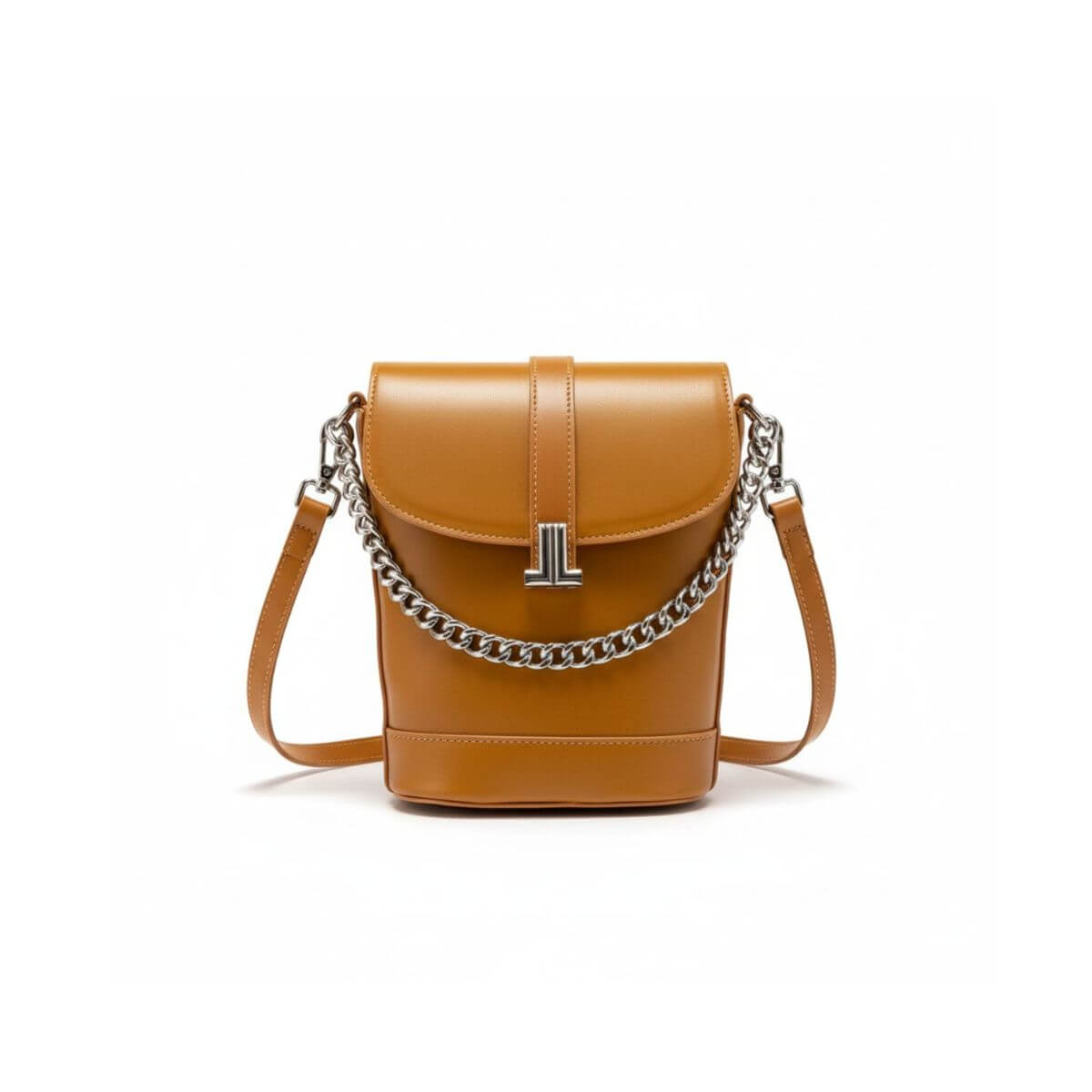 Retro Luxe Mini Crossbody Bag – Caramel Brown