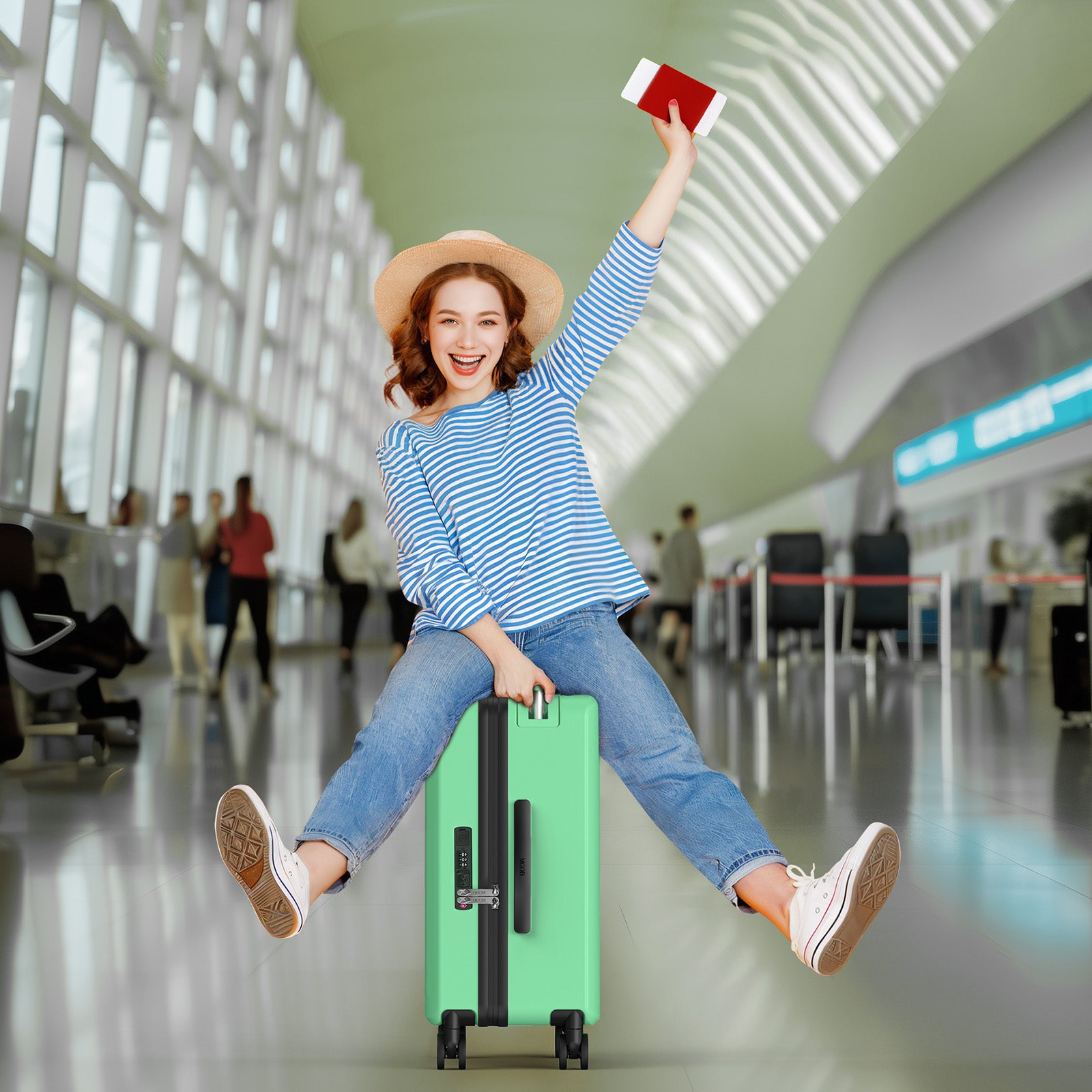 Travo One 20 Inch Lightweight Carry-On Suitcase – Mint Green