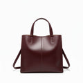Metro Elegance Burgundy Full-Grain Leather Tote Bag