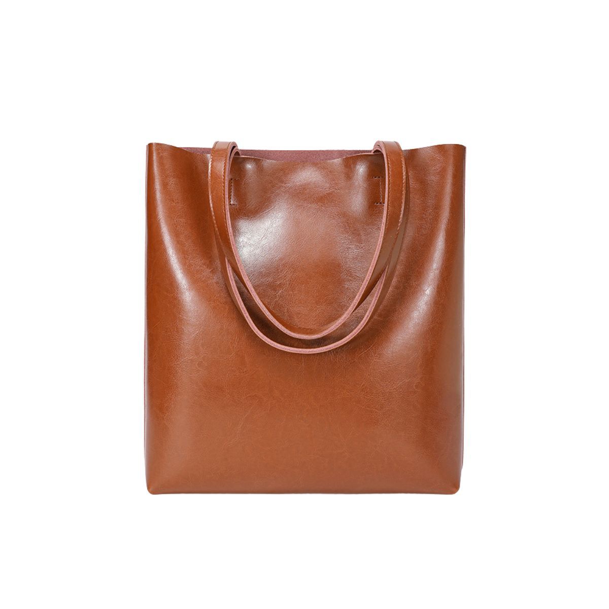 Urban Essential Caramel Tan Oil-Waxed Leather Tote Bag