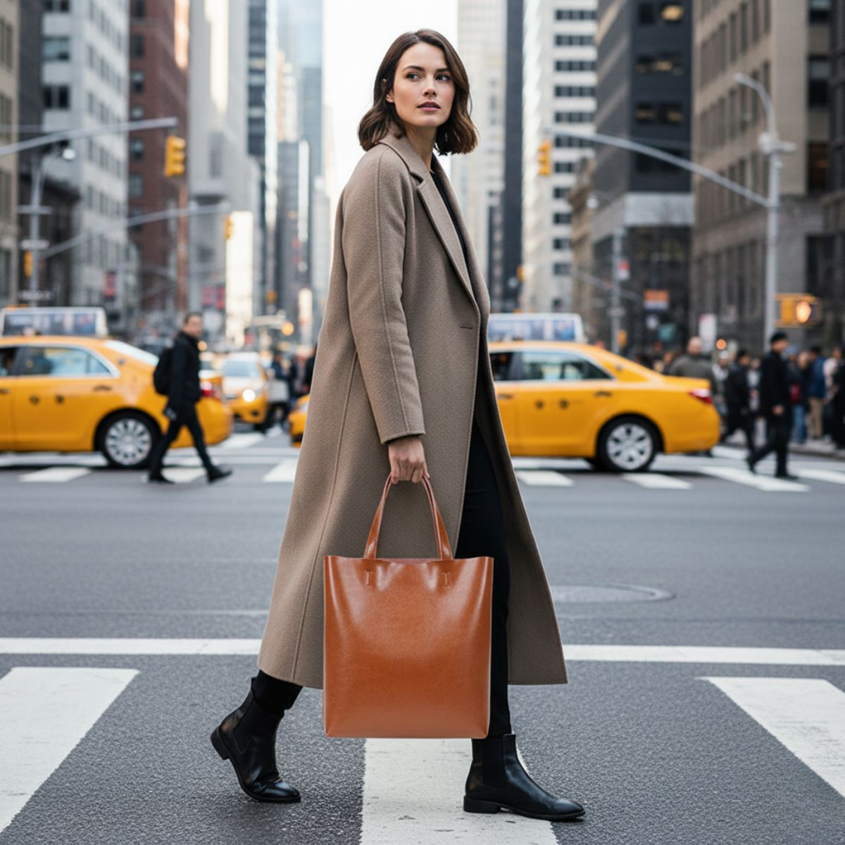 Urban Essential Caramel Tan Oil-Waxed Leather Tote Bag