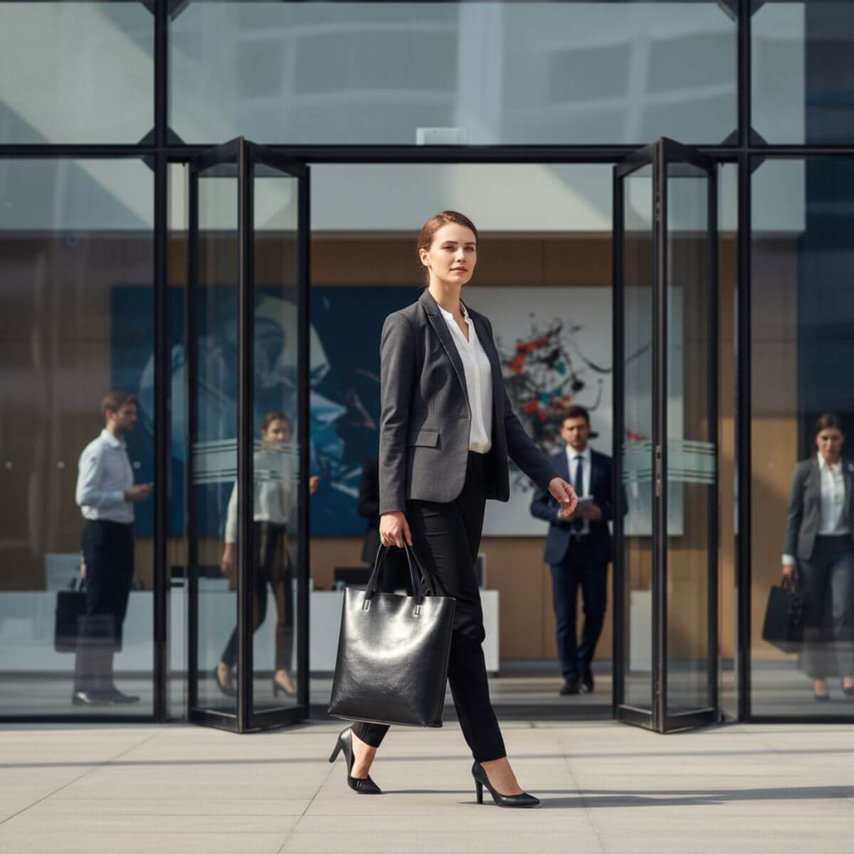 Urban Essential Classic Black Oil-Waxed Leather Tote Bag