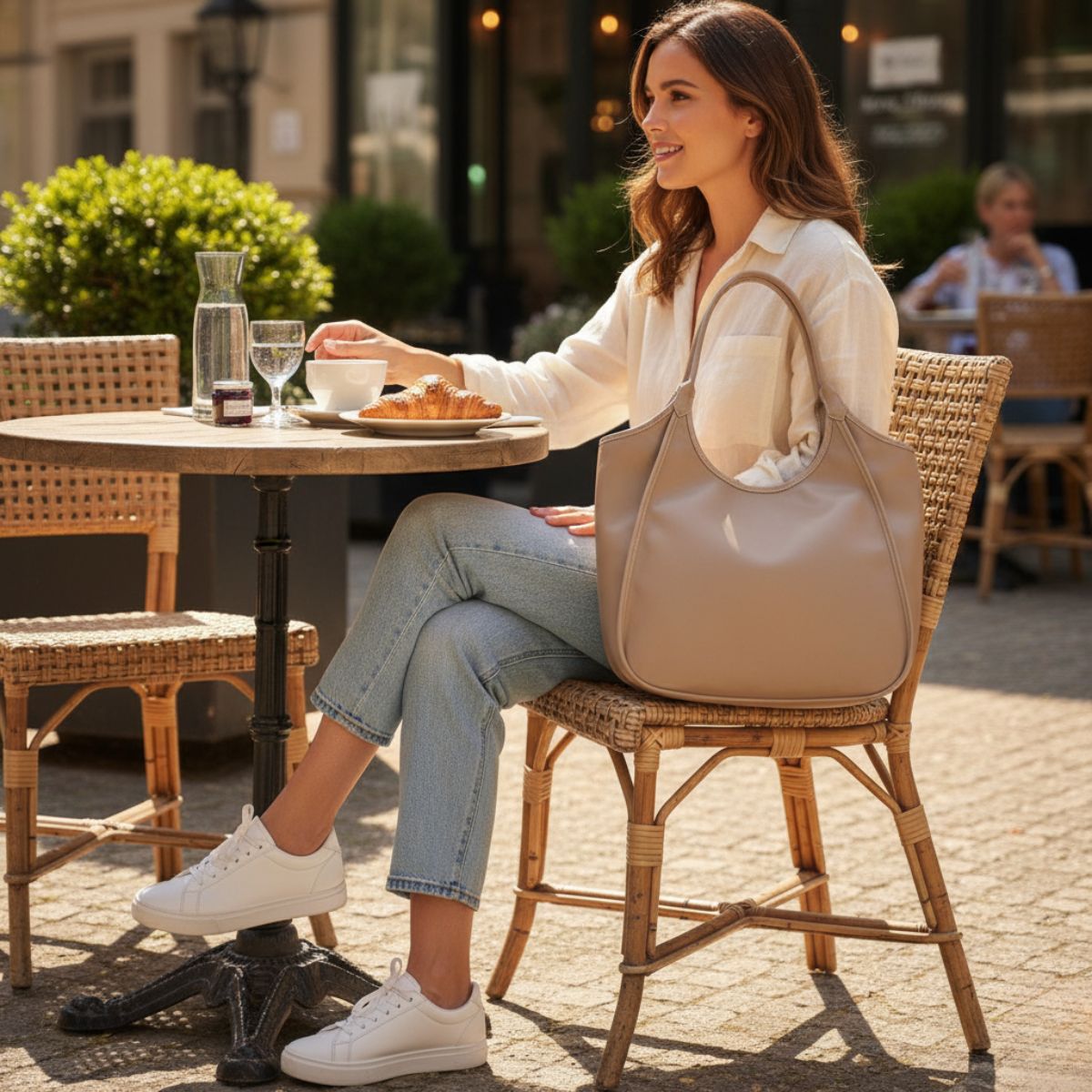 Urban Elegance Beige Leather Tote Bag – Large Everyday Handbag NZ